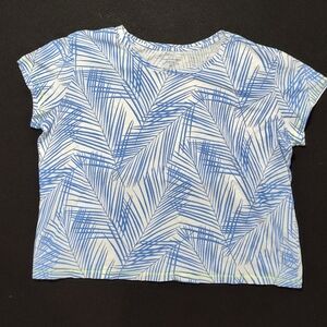 Vineyard Vines Blue/White Leaf  Surftee Tee, Women's X-Large, 100% Cotton